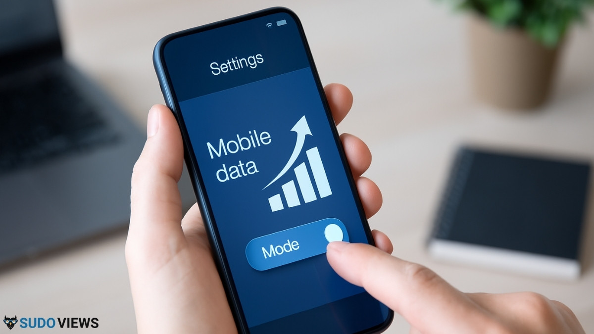 How to Improve Mobile Data Speeds: 5 Easy Tips How to Improve Mobile Data Speeds, A person holding a smartphone outdoors with visible signal bars and digital network icons, representing mobile data and internet connectivity.