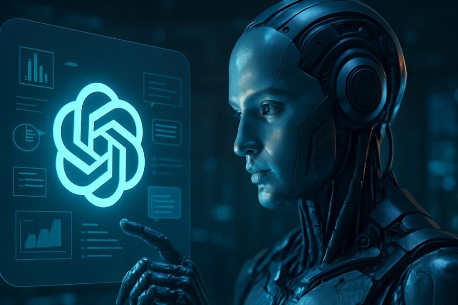 Mastering ChatGPT Prompts: Ultimate Guide with 350+ Examples, Futuristic high-resolution digital illustration depicting a sleek, advanced AI interface in a clean, modern environment with glowing holographic elements and metallic surfaces.